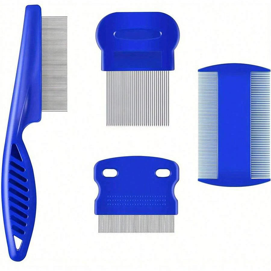 4-Pack Stainless Steel Flea Comb for Dogs & Cats
