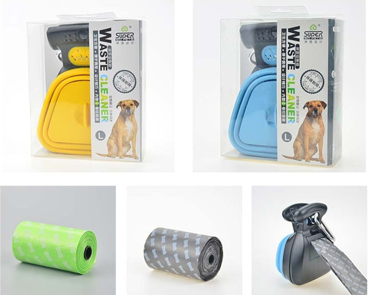 Dog Pet Travel Foldable Pooper Scooper With 1 Roll Decomposable bag