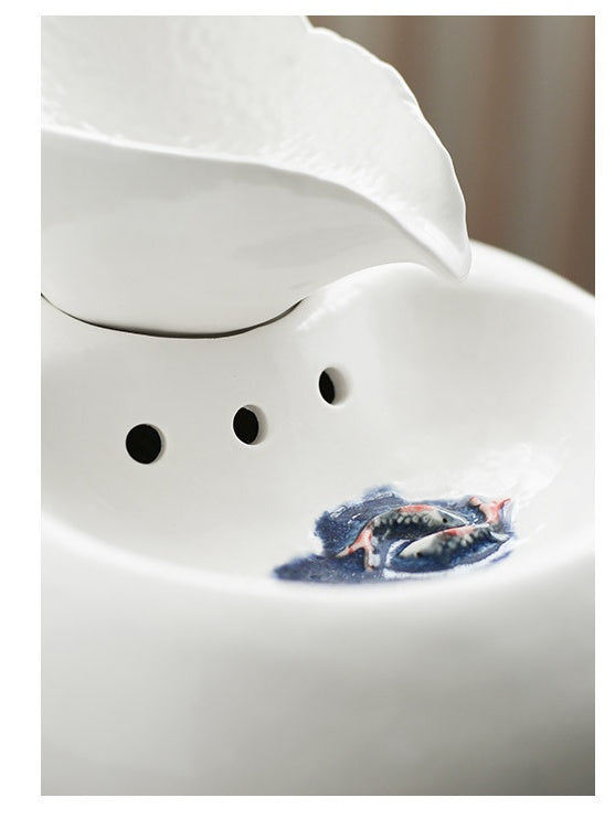 Pet Ceramic Automatic Cat Leaf Water Dispenser