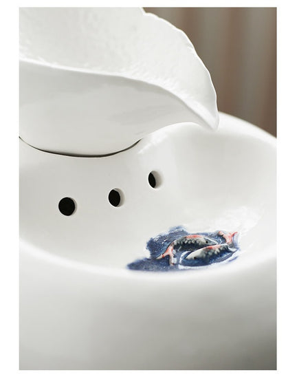 Pet Ceramic Automatic Cat Leaf Water Dispenser