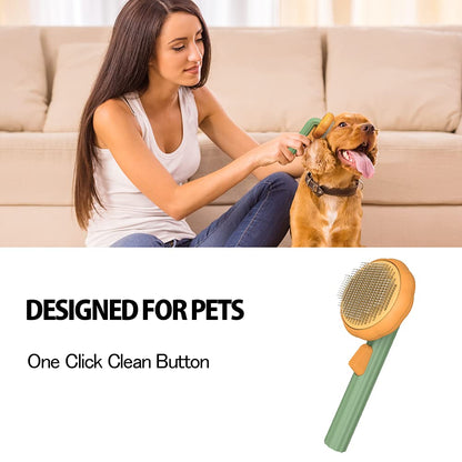 Self-Cleaning Pet Slicker Brush for Dogs & Cats – DeShedding Tool
