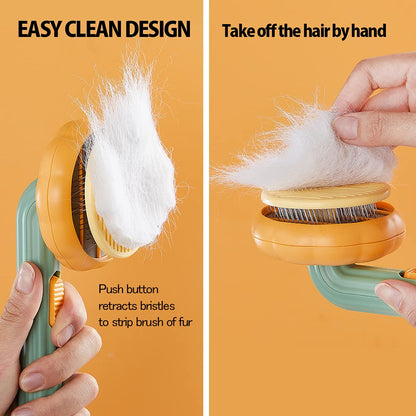 Self-Cleaning Pet Slicker Brush for Dogs & Cats – DeShedding Tool