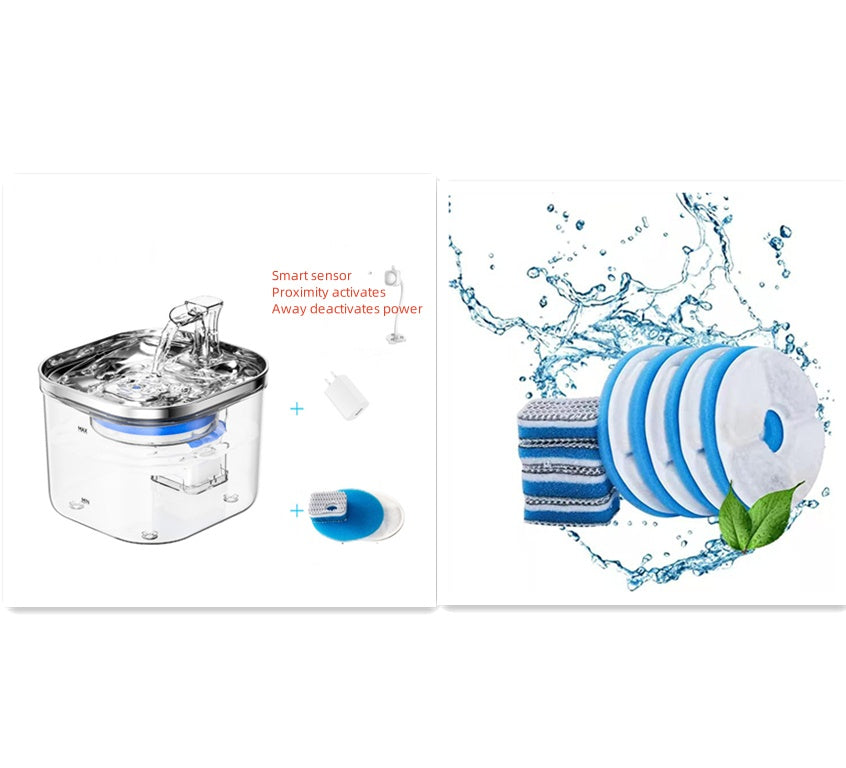 Pet Cat Dog Stainless Steel Automatic Circulation Water