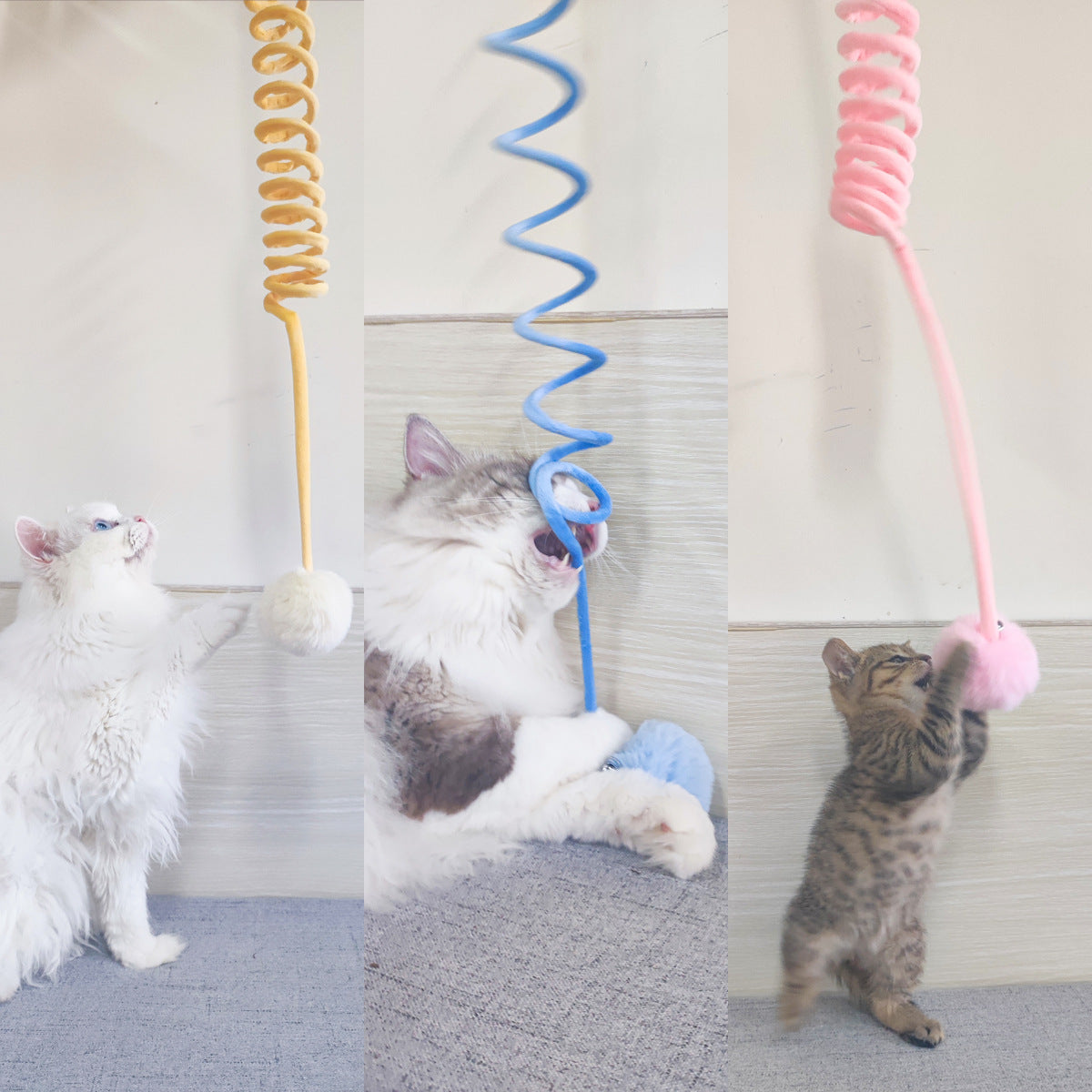 Cat Toy Self-Hi Sucker Spring Rabbit Hair Ball Interactive Play
