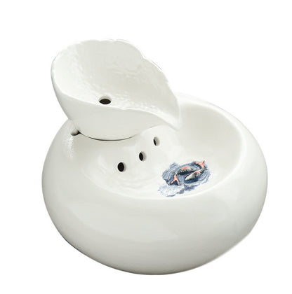 Pet Ceramic Automatic Cat Leaf Water Dispenser