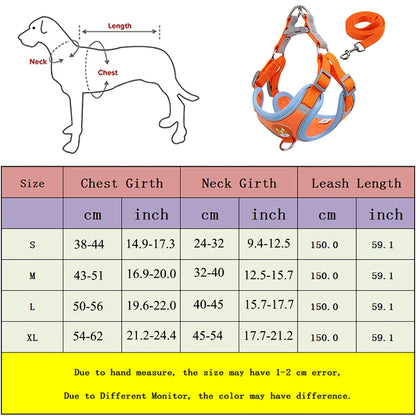 No Pull Adjustable Dog Leash And Harness Set