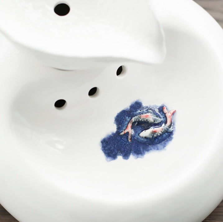 Pet Ceramic Automatic Cat Leaf Water Dispenser
