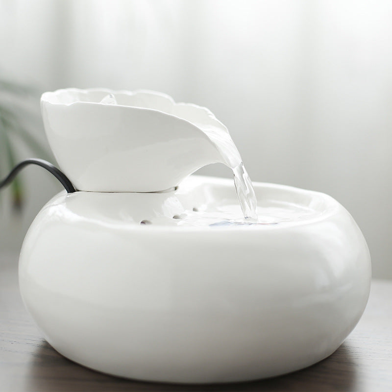 Pet Ceramic Automatic Cat Leaf Water Dispenser