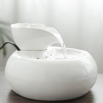 Pet Ceramic Automatic Cat Leaf Water Dispenser