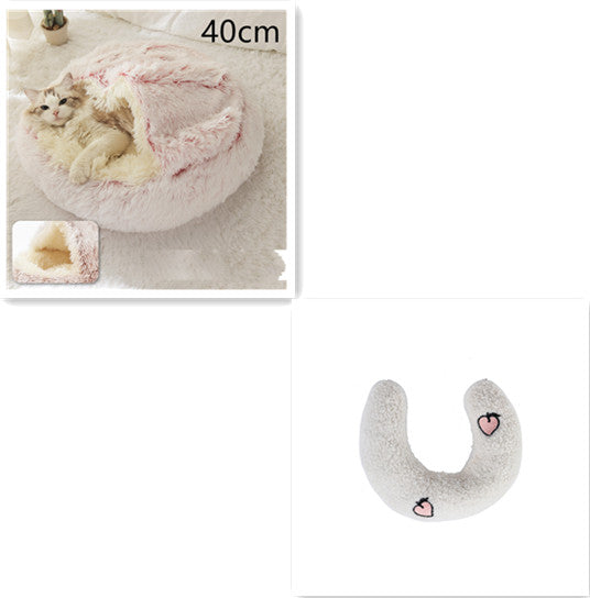 2 In 1 Dog And Cat Bed Pet Winter Bed Round Plush Warm
