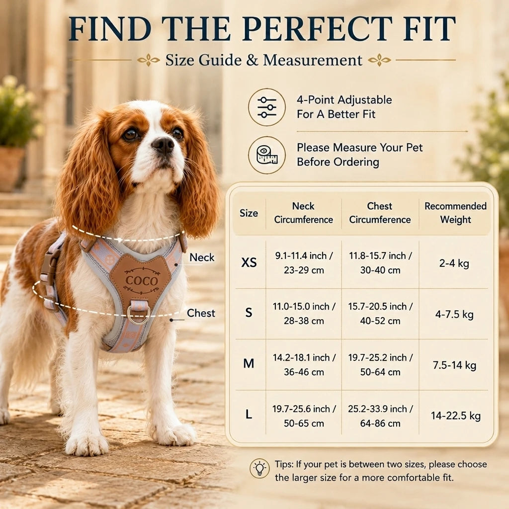 Personalized dog vest harness with custom name tag for everyday walks