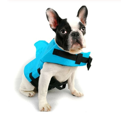 Blue dog swim vest with adjustable fit for safe water adventures
