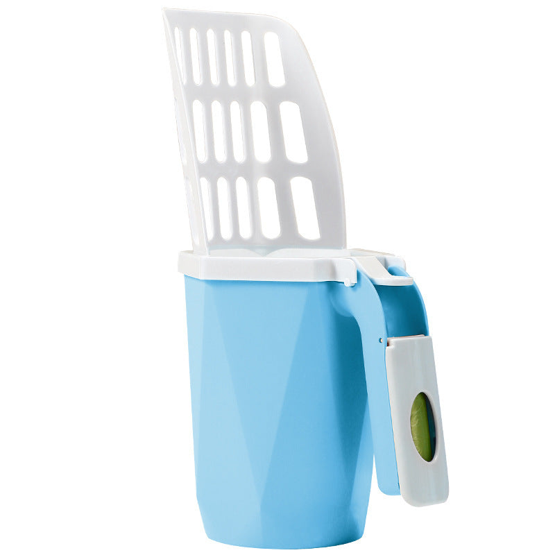 Blue and white pet litter scoop for easy clean 