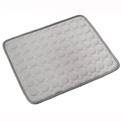 Gray washable dog cooling mat breathable ice silk pet bed for summer