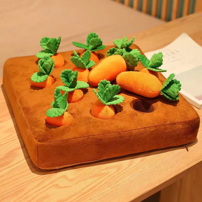Interactive dog snuffle mat with removable carrots for nose work and mental enrichment