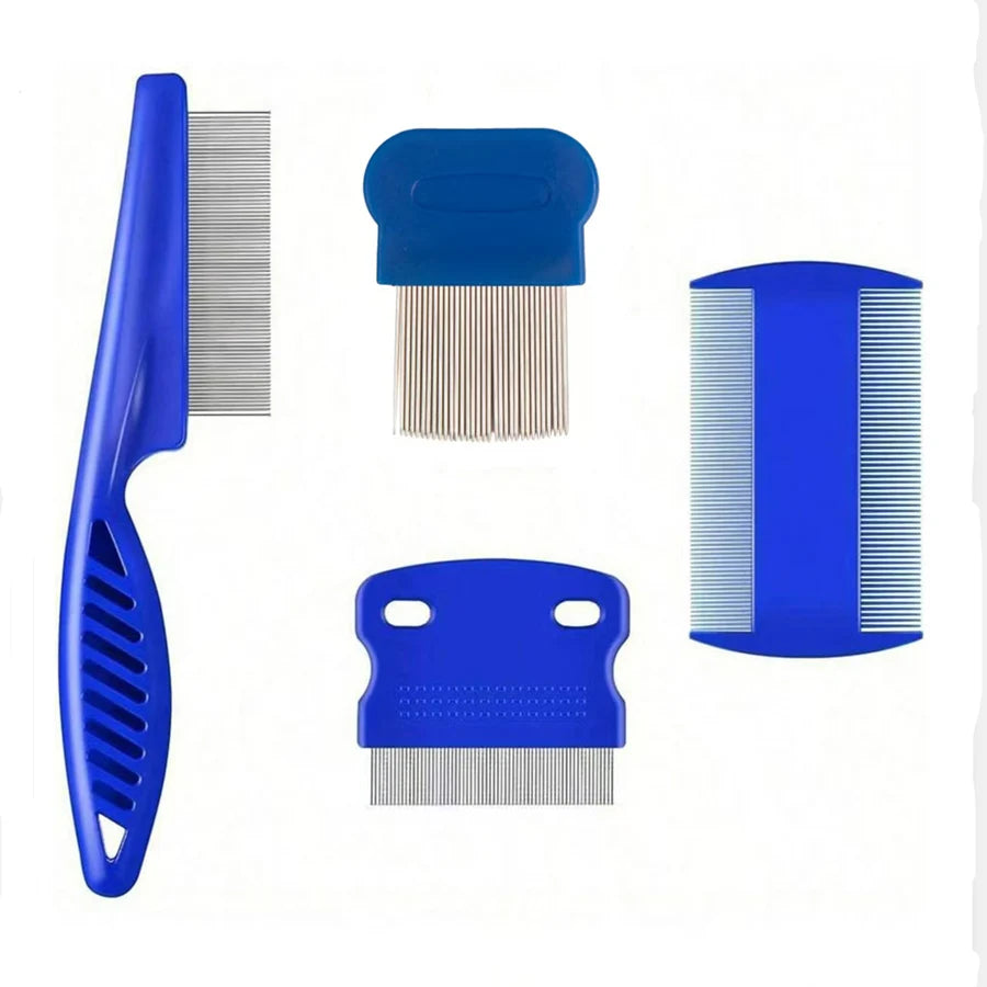 4-Pack Stainless Steel Flea Comb for Dogs & Cats