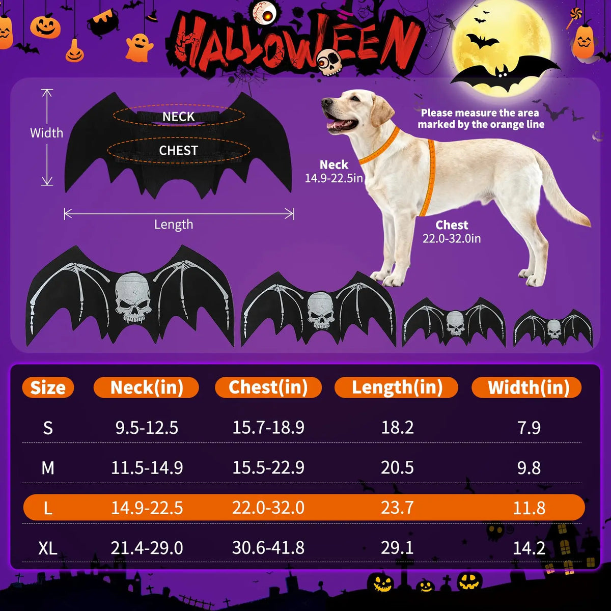 Lightweight bat wing costume for dogs for Halloween parties and cosplay