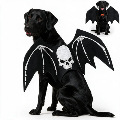 Halloween 2026 dog bat wing costume with skeleton print for large dogs