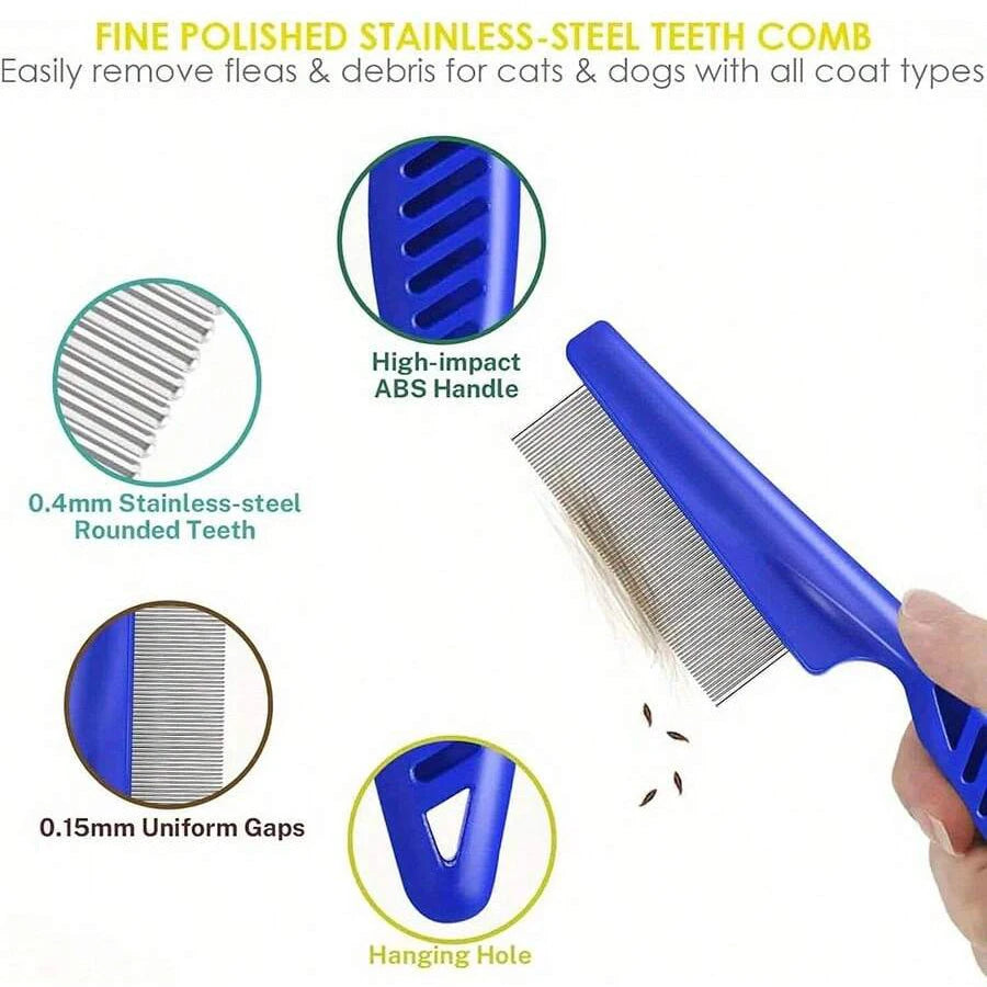 4-Pack Stainless Steel Flea Comb for Dogs & Cats