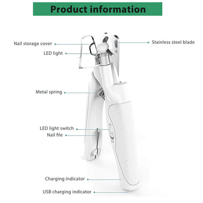 Pet Nail Clippers With LED Light Dogs Cat Nail Scissors