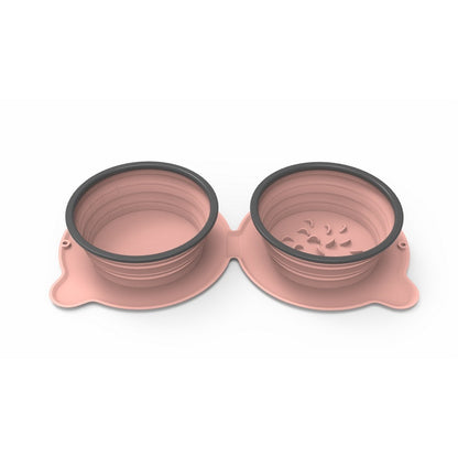 Portable Silicone Double Dog Food Bowls