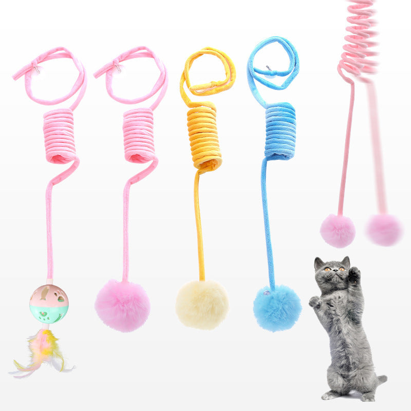 Cat Toy Self-Hi Sucker Spring Rabbit Hair Ball Interactive Play