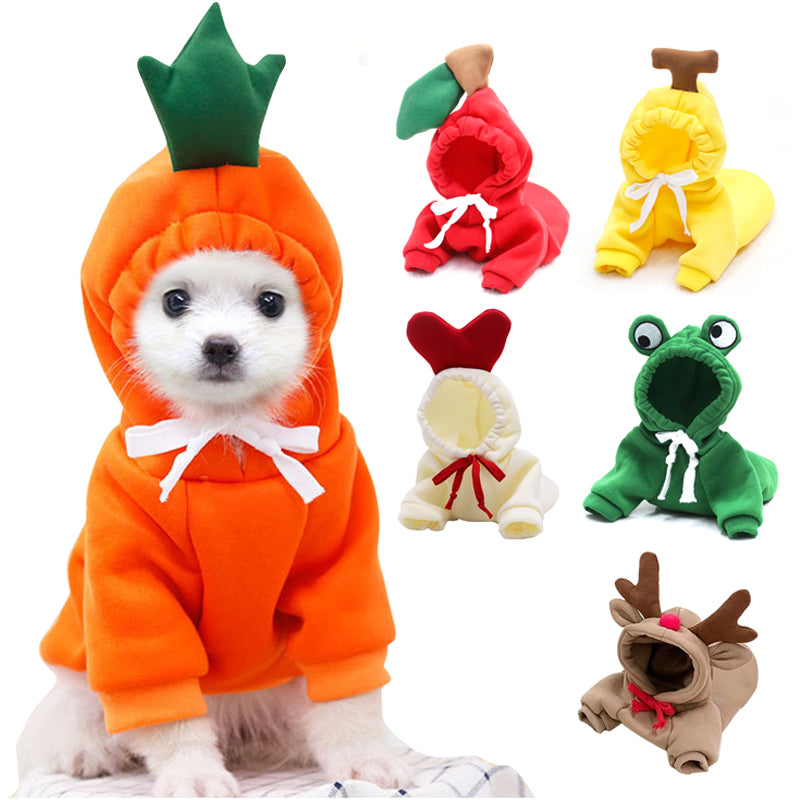 Cute carrot dog hoodie for small dogs with soft and comfortable fabric