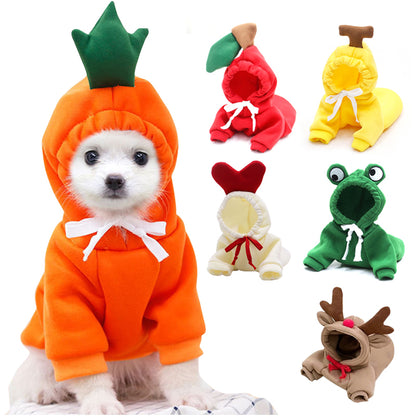 Cute carrot dog hoodie for small dogs with soft and comfortable fabric
