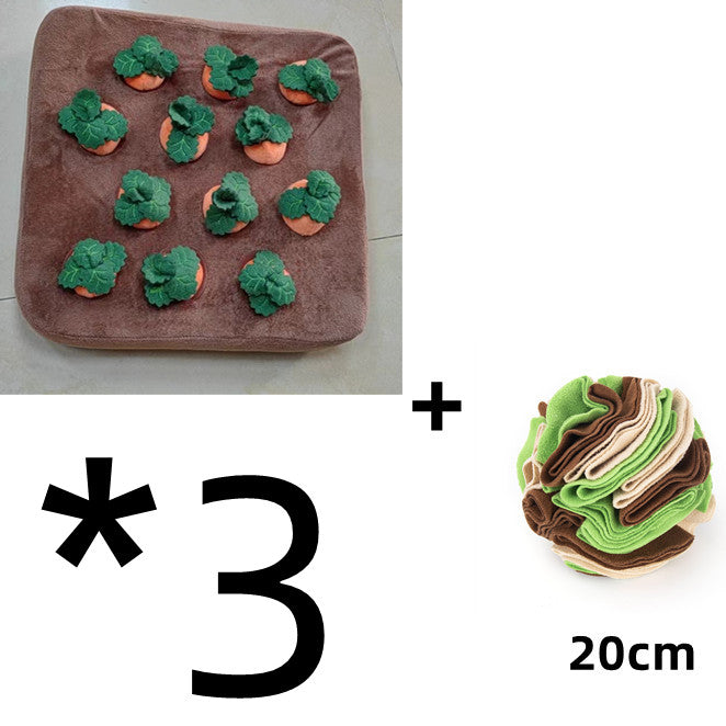 Three pack carrot snuffle mat dog puzzle toy for sniffing and foraging games