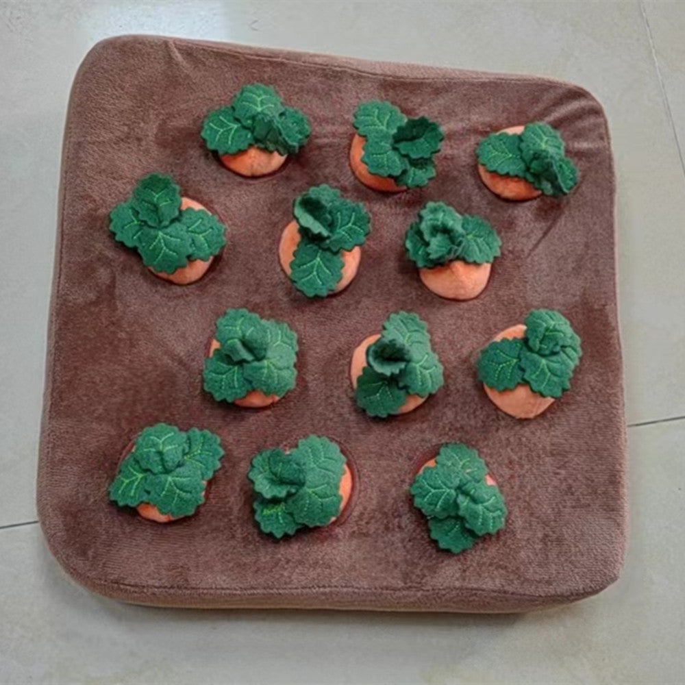 Plush carrot snuffle mat dog enrichment mat for snifing games and slow feeding
