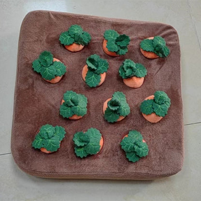 Plush carrot snuffle mat dog enrichment mat for snifing games and slow feeding