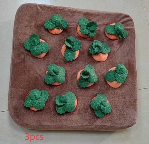 Three piece carrot dog enrichment mat interactive sniffing toy for dogs