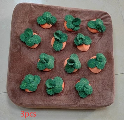 Three piece carrot dog enrichment mat interactive sniffing toy for dogs
